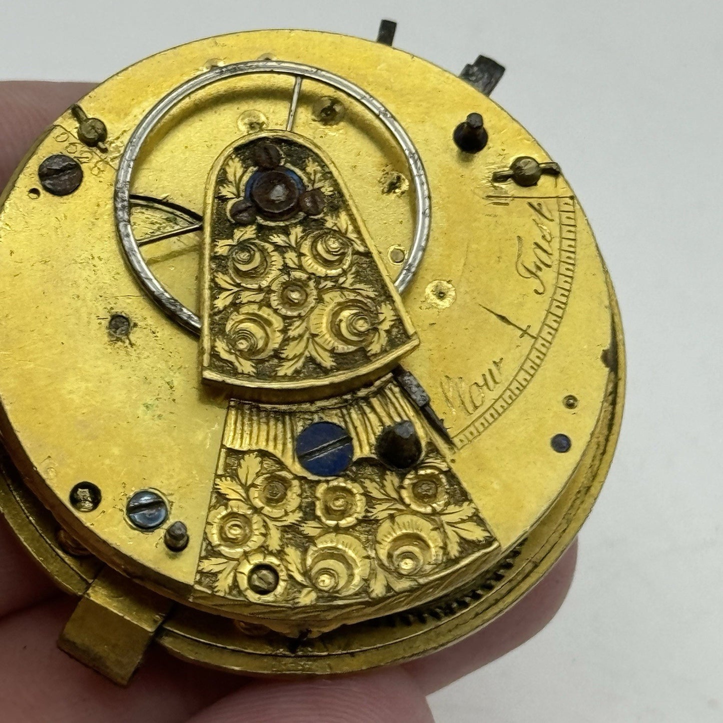 43.5mm Antique Fusee Pocket Watch Movement - Chain Present PARTS REPAIR SPARES