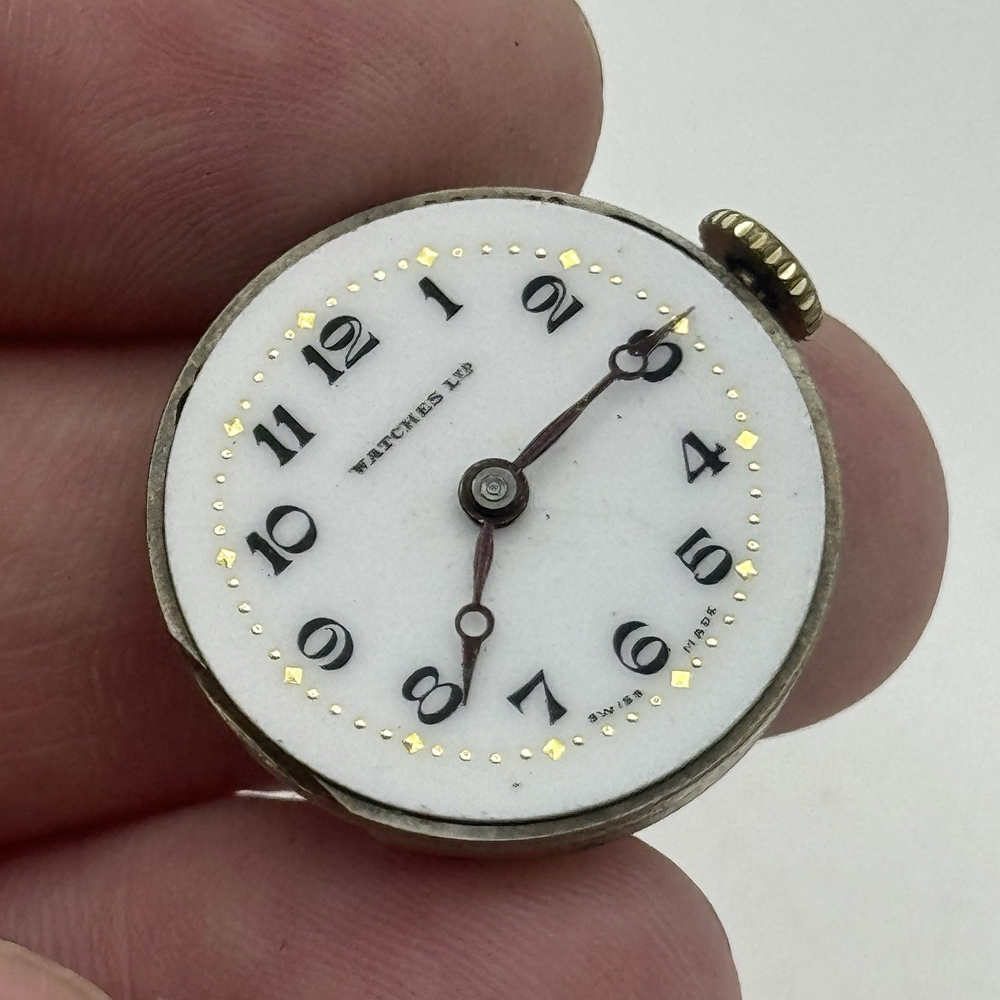 23.6mm Watches LTD Porcelain Dial Hands Watch Movement - Good Balance FOR PARTS