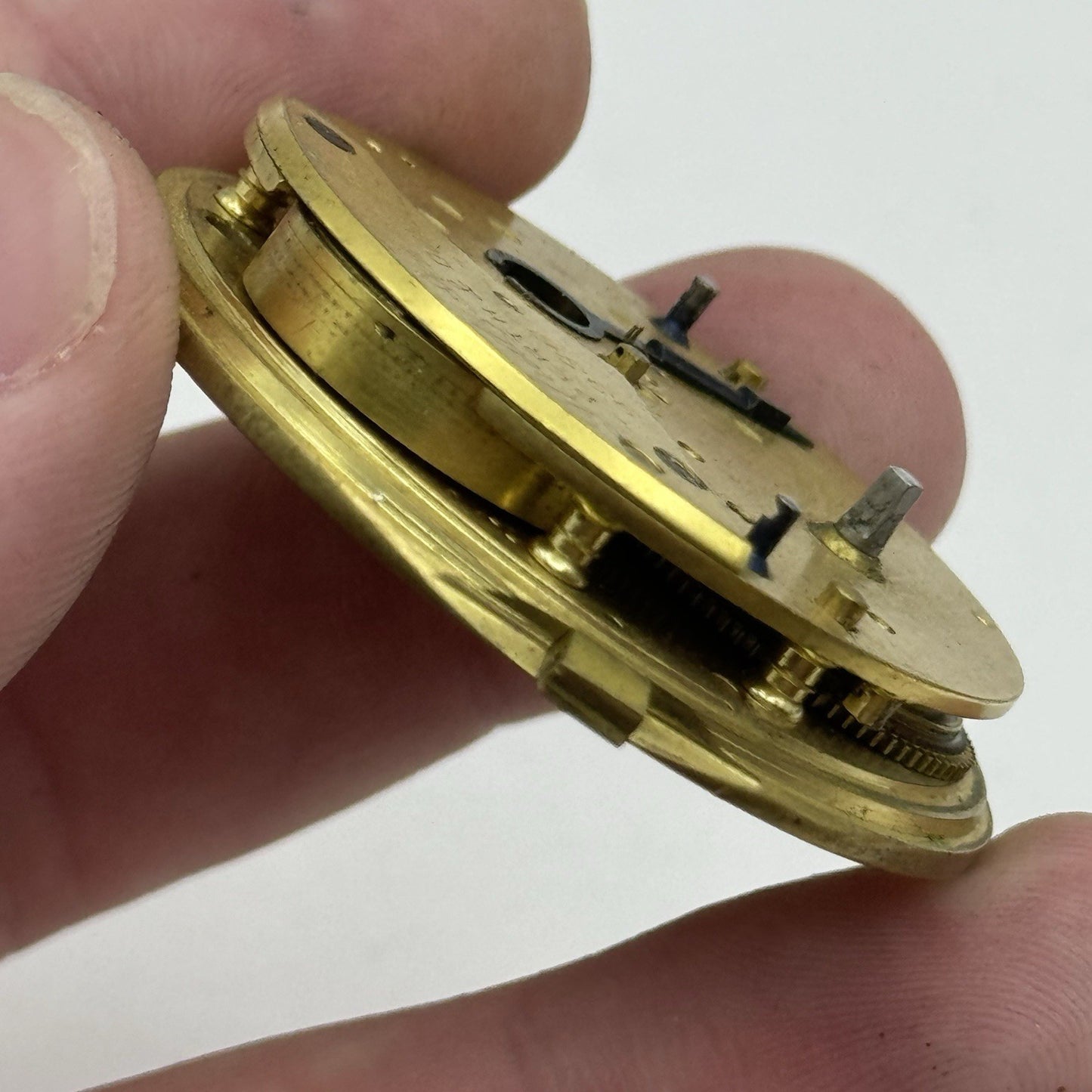44.9mm Antique Perth & Dunkeld Fusee Pocket Watch Movement - Chain Missing PARTS