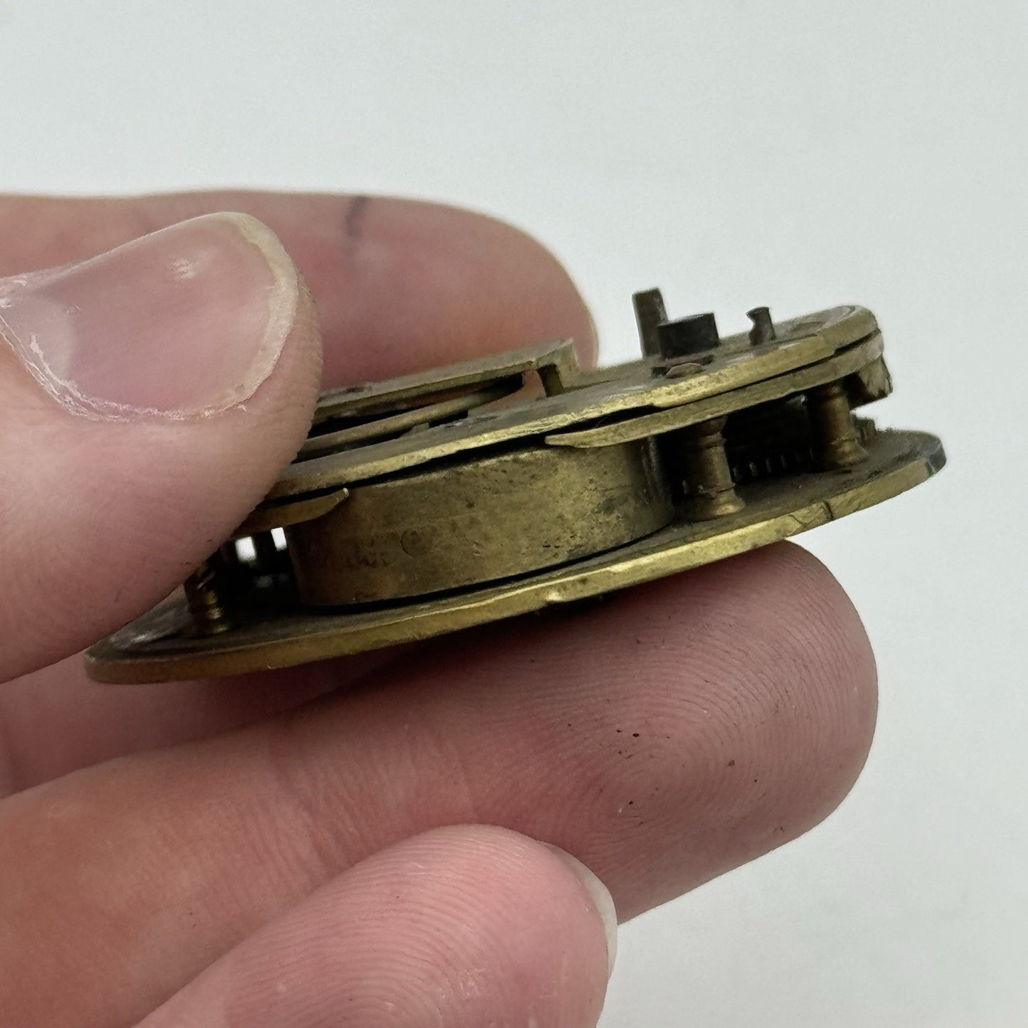 45.2mm Antique Fusee Pocket Watch Movement - Chain Missing PARTS REPAIR SPARES