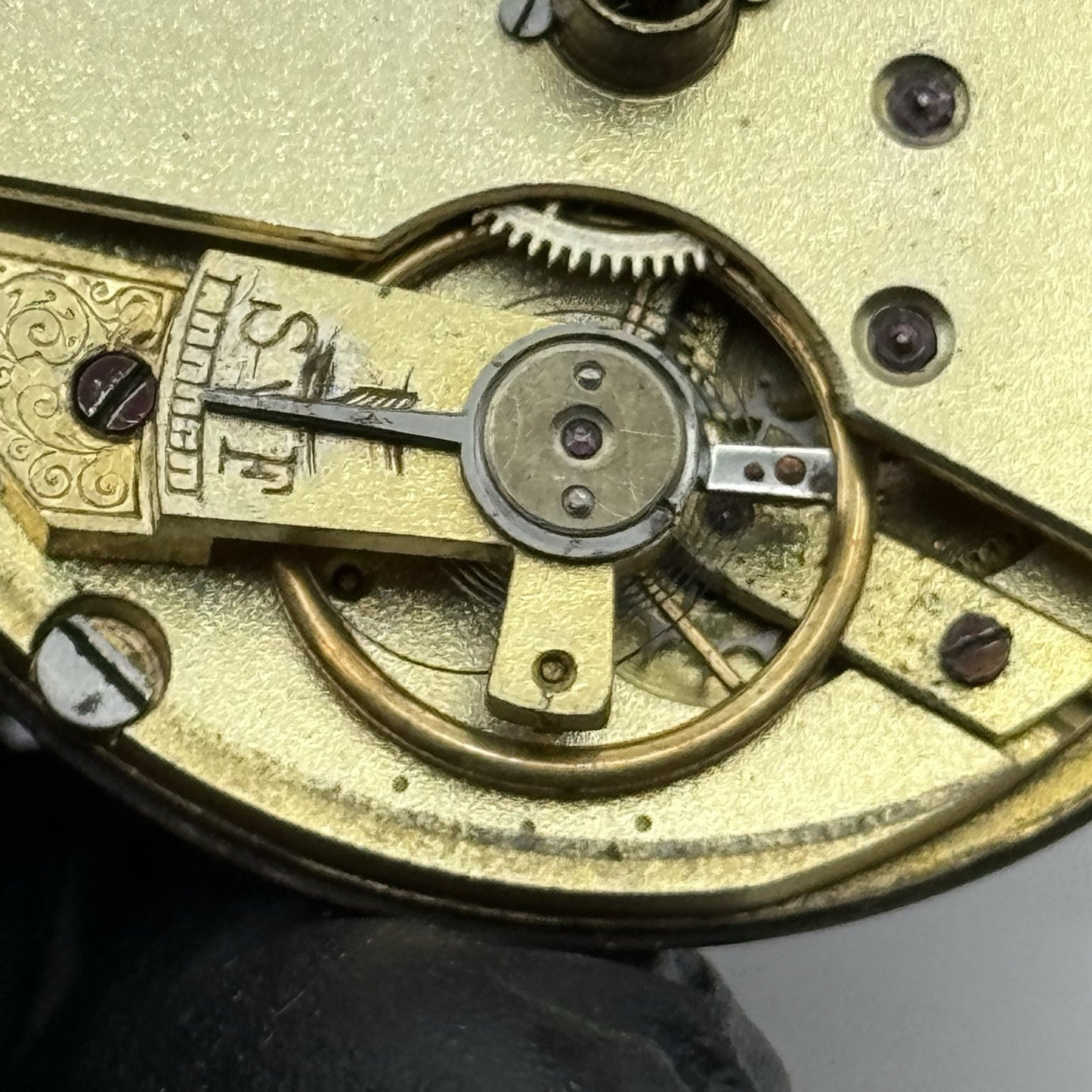 43.7mm Antique Key Wound Pocket Watch Movement - Porcelain Dial PARTS REPAIR