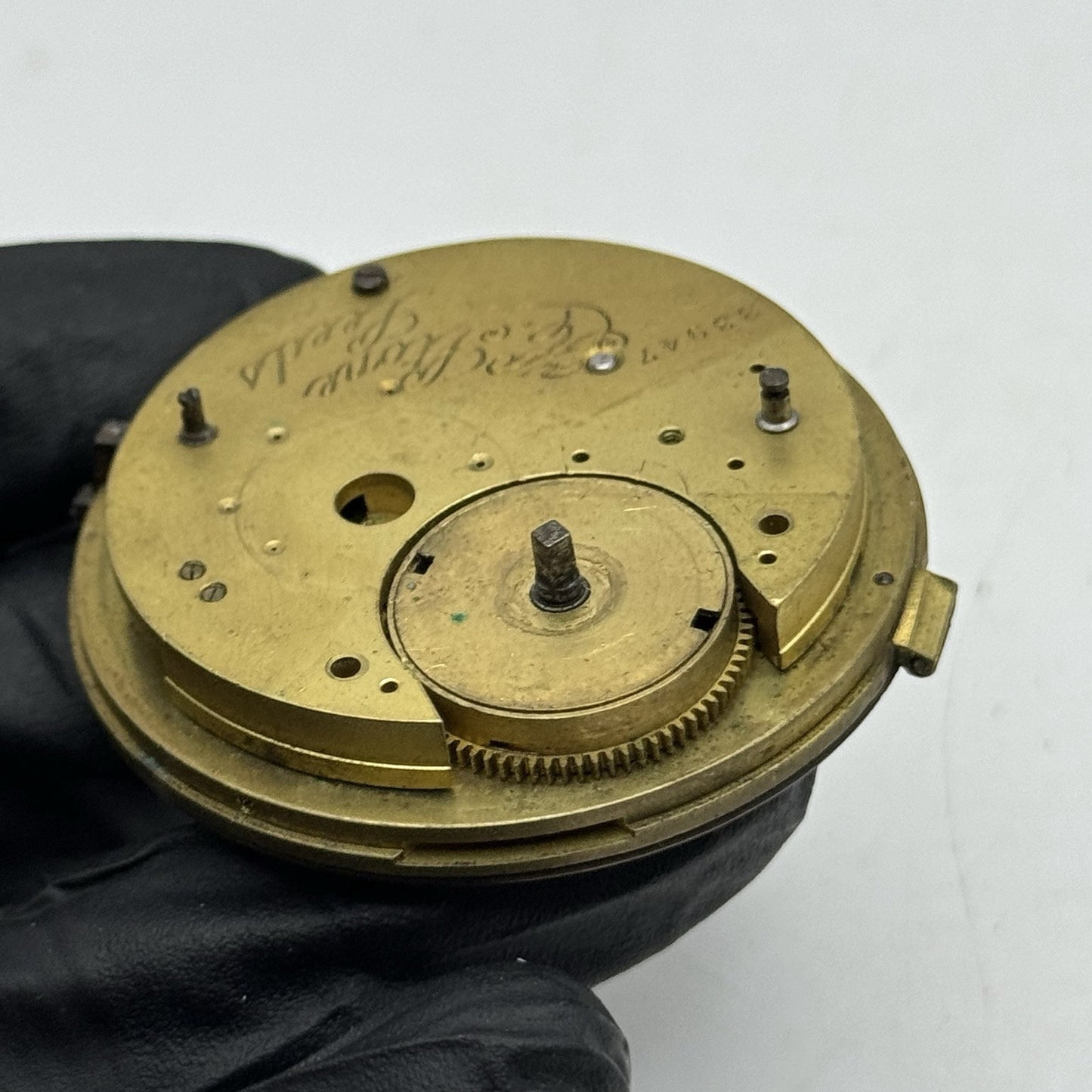 47.2mm Antique H Stone Leeds Key Wound Partial Pocket Watch Movement - PARTS