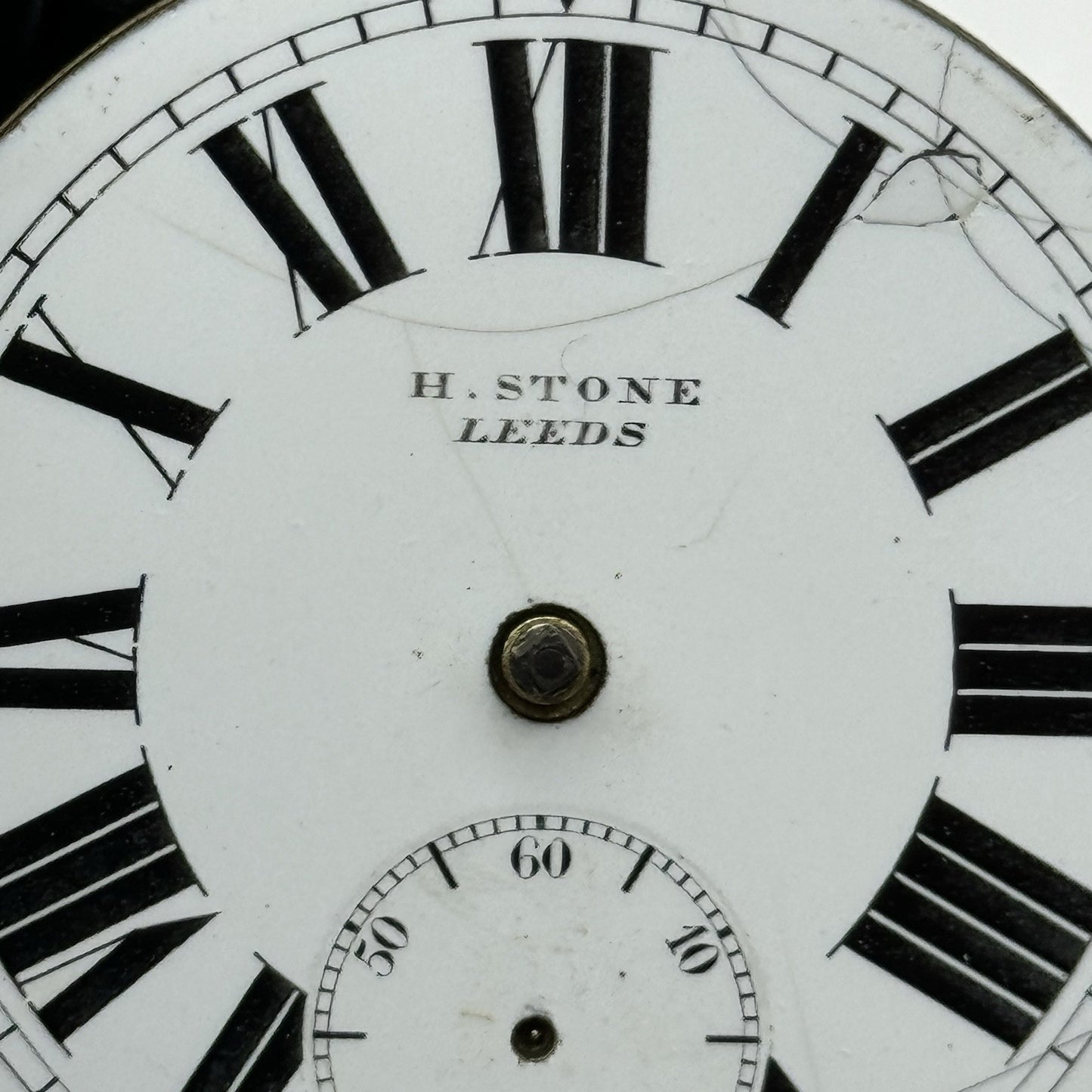 47.2mm Antique H Stone Leeds Key Wound Partial Pocket Watch Movement - PARTS