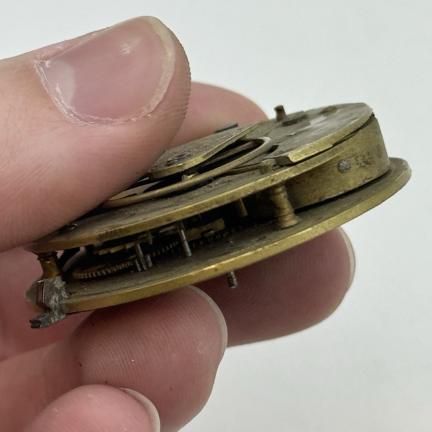 45.2mm Antique Fusee Pocket Watch Movement - Chain Missing PARTS REPAIR SPARES