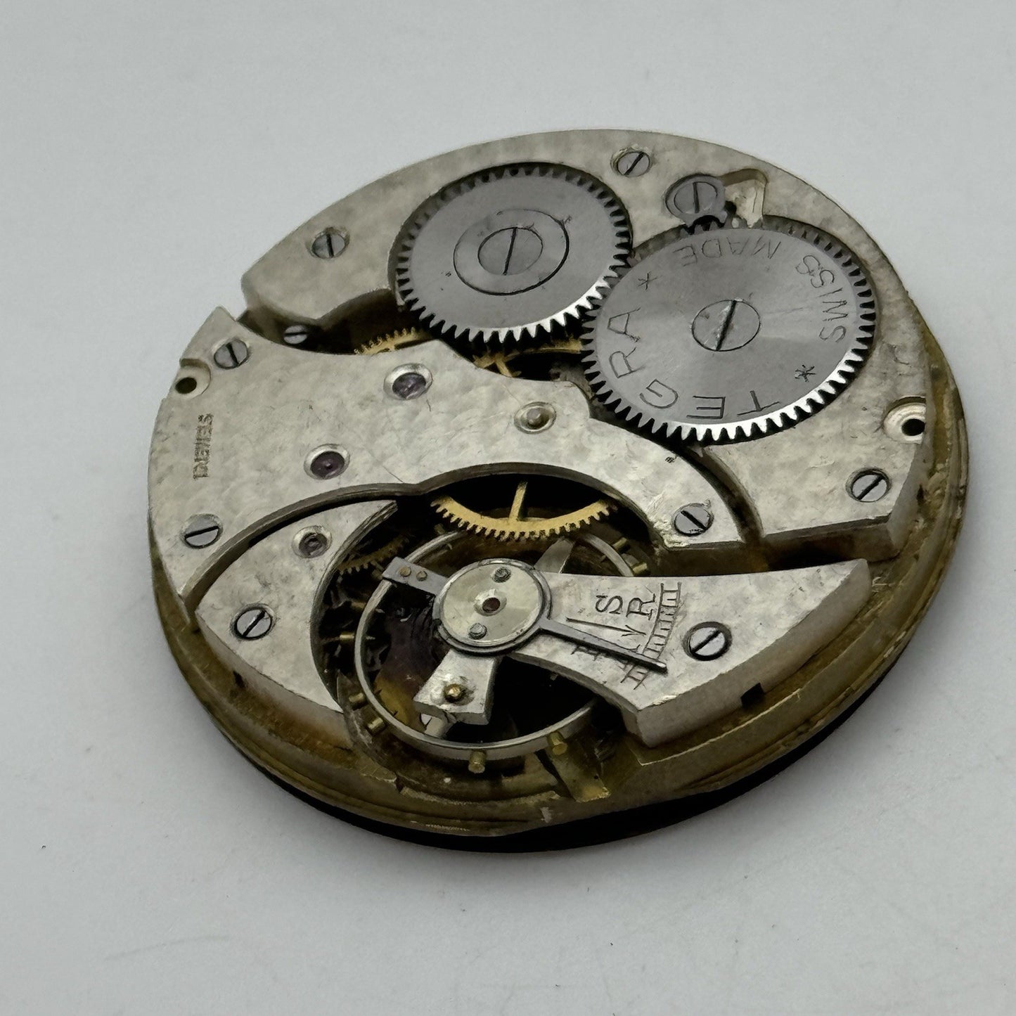 43.1mm Vintage Tegra 15 Jewels Good Balance Hunter Pocket Watch Movement PARTS