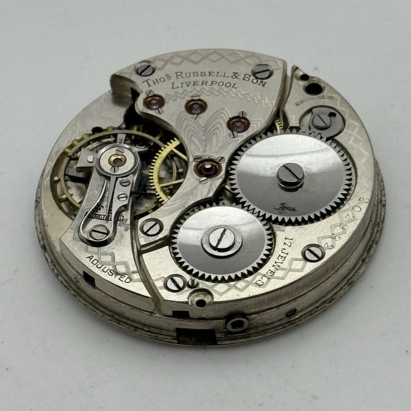 40.9mm High Grade Thomas Russell & Son Open Face Pocket Watch Movement PARTS
