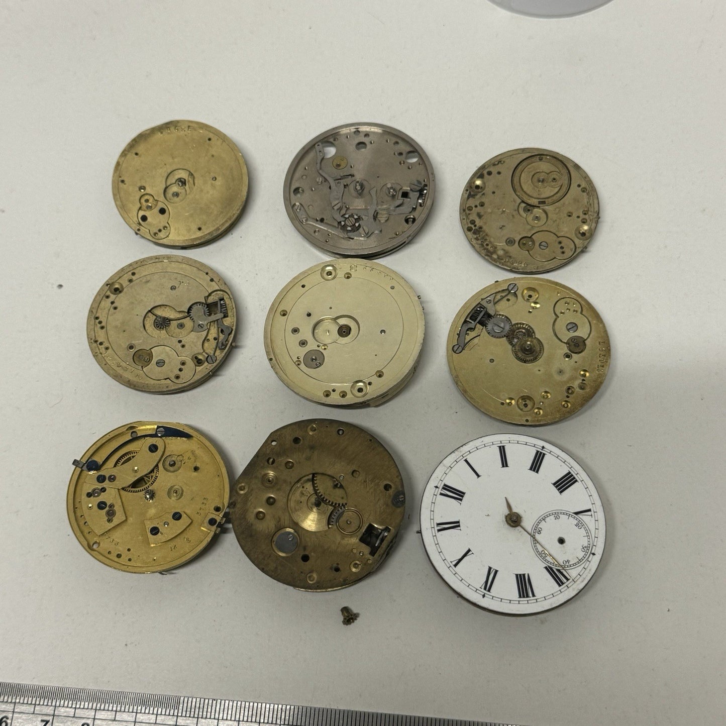 9 x Antique Mixed Pocket Watch Movements Bundle Job Lot Spares Repairs Parts