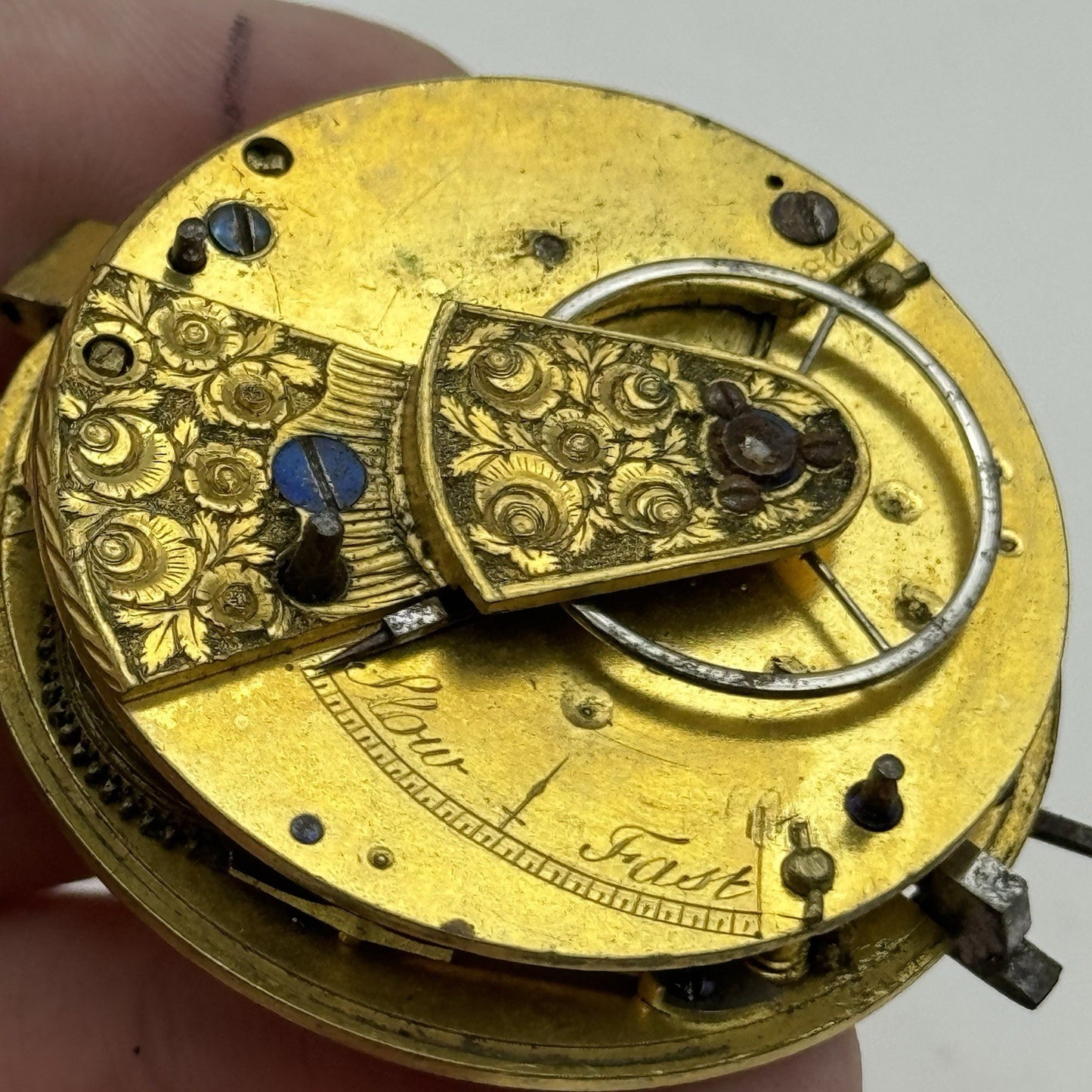 43.5mm Antique Fusee Pocket Watch Movement - Chain Present PARTS REPAIR SPARES