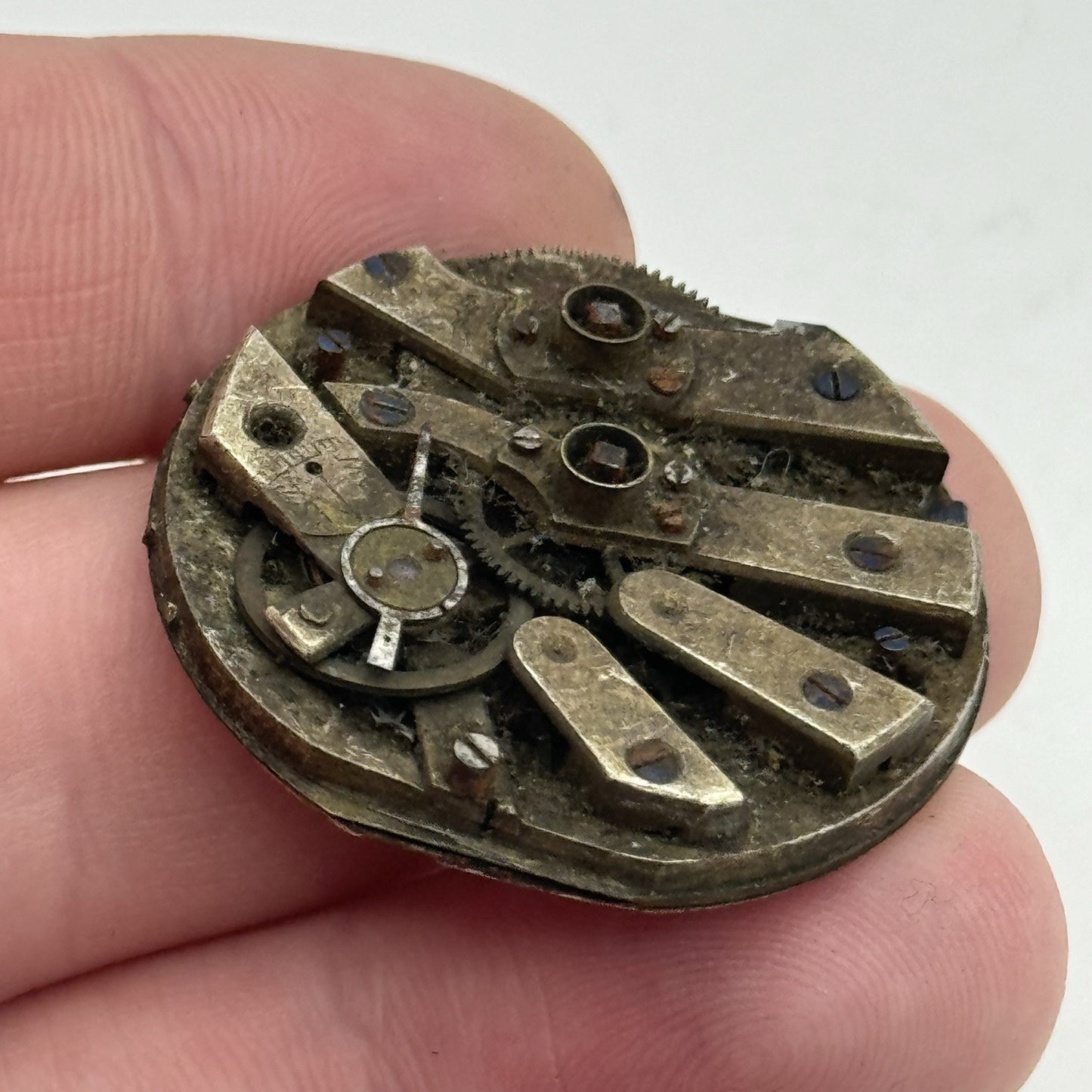 34mm Antique Beautiful Porcelain Dial Pocket Watch Movement - PARTS REPAIR