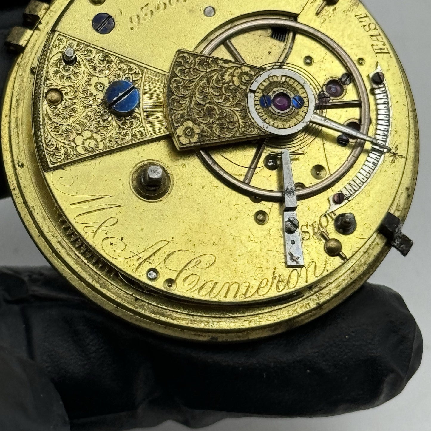 44.7mm Antique Greenock Fusee Pocket Watch Movement - Balance Intact PARTS