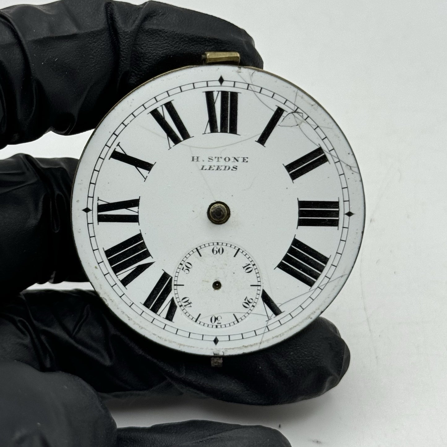 47.2mm Antique H Stone Leeds Key Wound Partial Pocket Watch Movement - PARTS