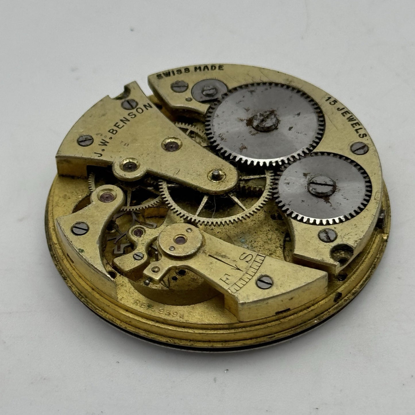 43.1mm J W Benson Ref 939a Manual Wind Swiss Pocket Watch Movement PARTS REPAIR
