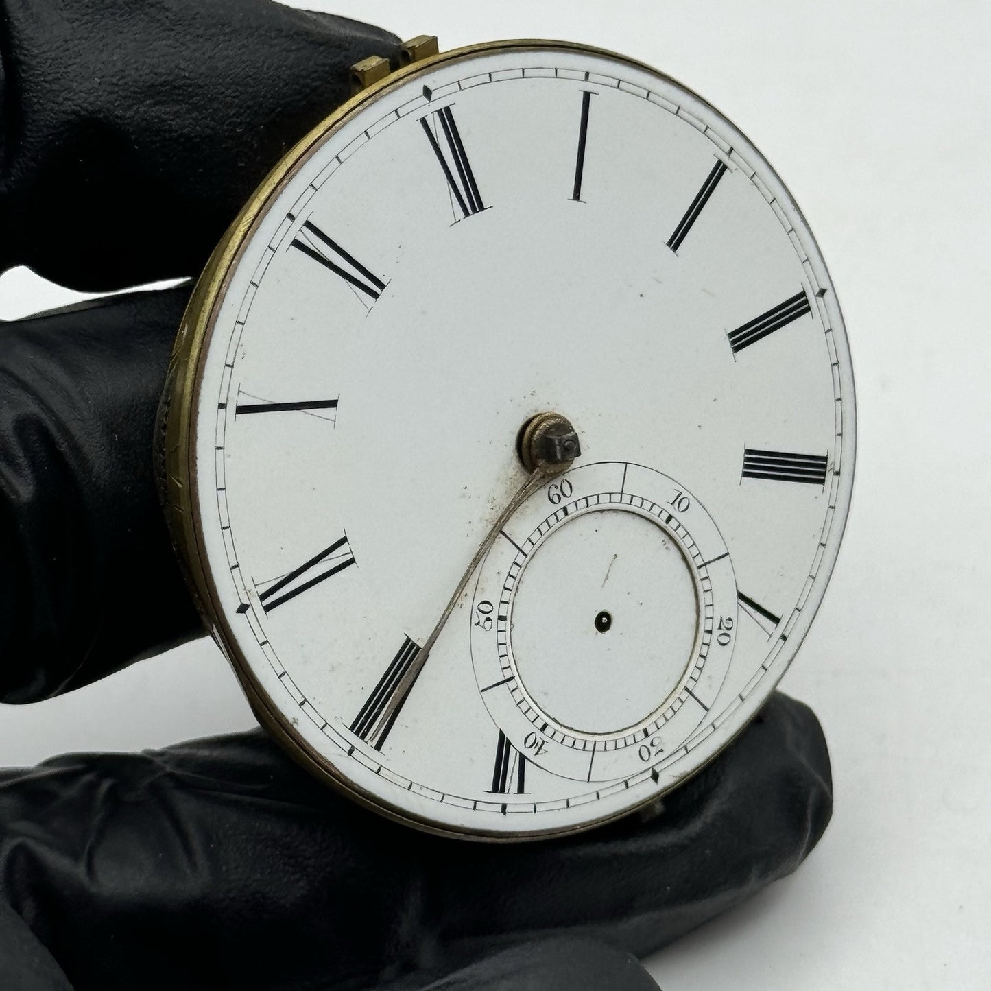 45.7mm Antique Key Wound Fusee Pocket Watch Movement Chain Present PARTS REPAIR