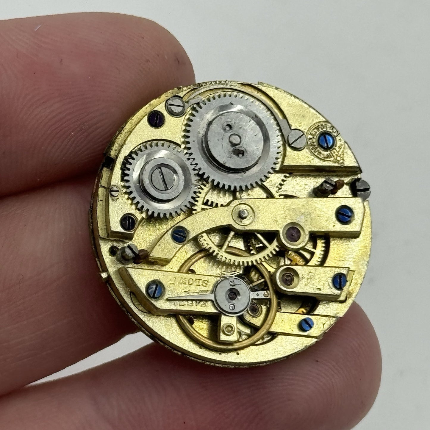 28.6mm Antique Waltman Beautiful Porcelain Dial Pocket Watch Movement - PARTS