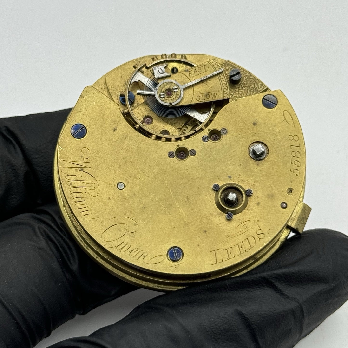 49mm William Owen Leeds Centre Seconds Chronograph Pocket Watch Movement - PARTS