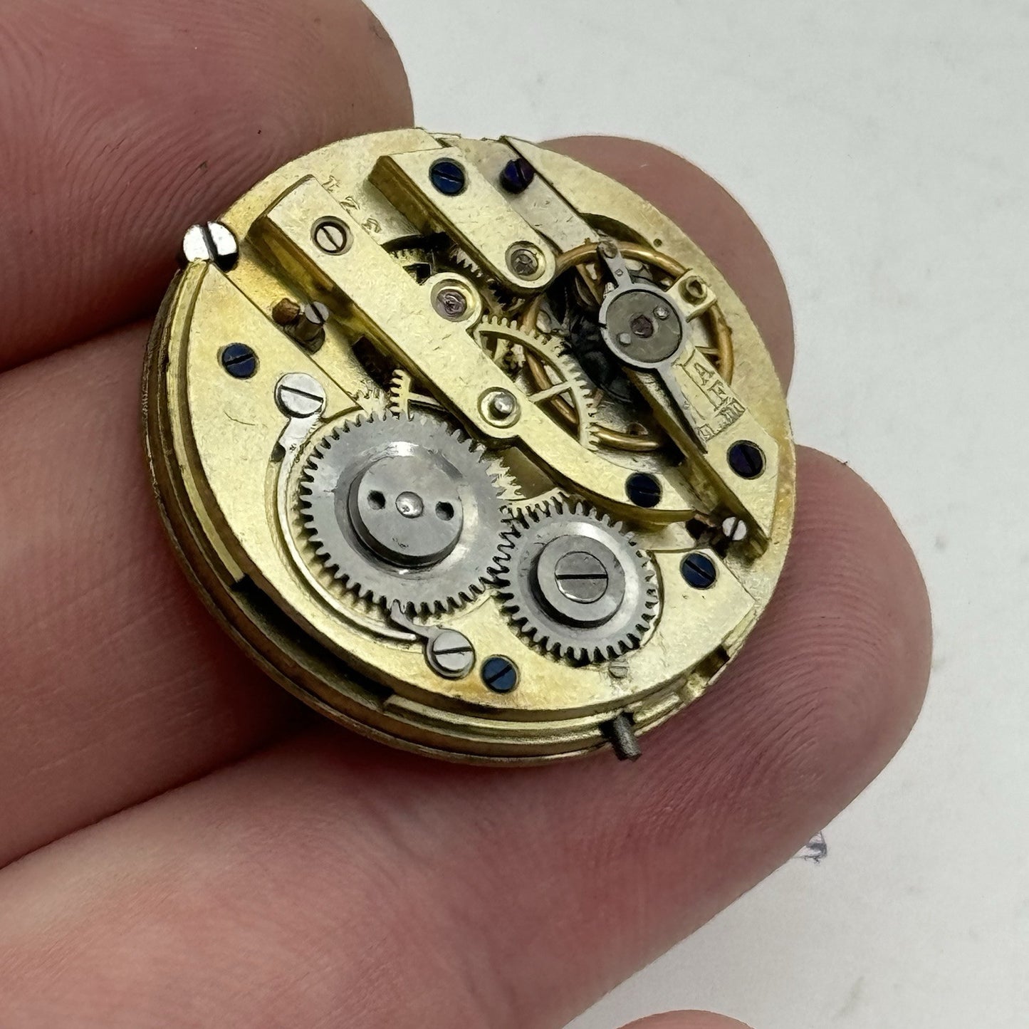 28mm Antique Beautiful Porcelain Dial Pocket Watch Movement - PARTS REPAIR SPARE
