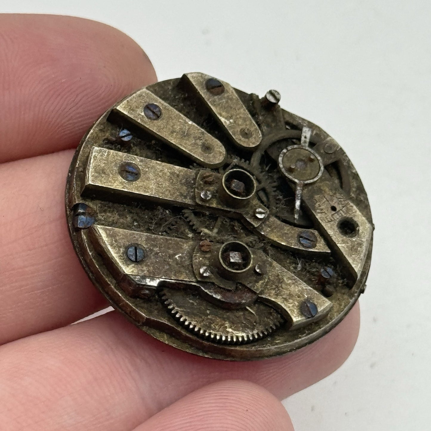 34mm Antique Beautiful Porcelain Dial Pocket Watch Movement - PARTS REPAIR