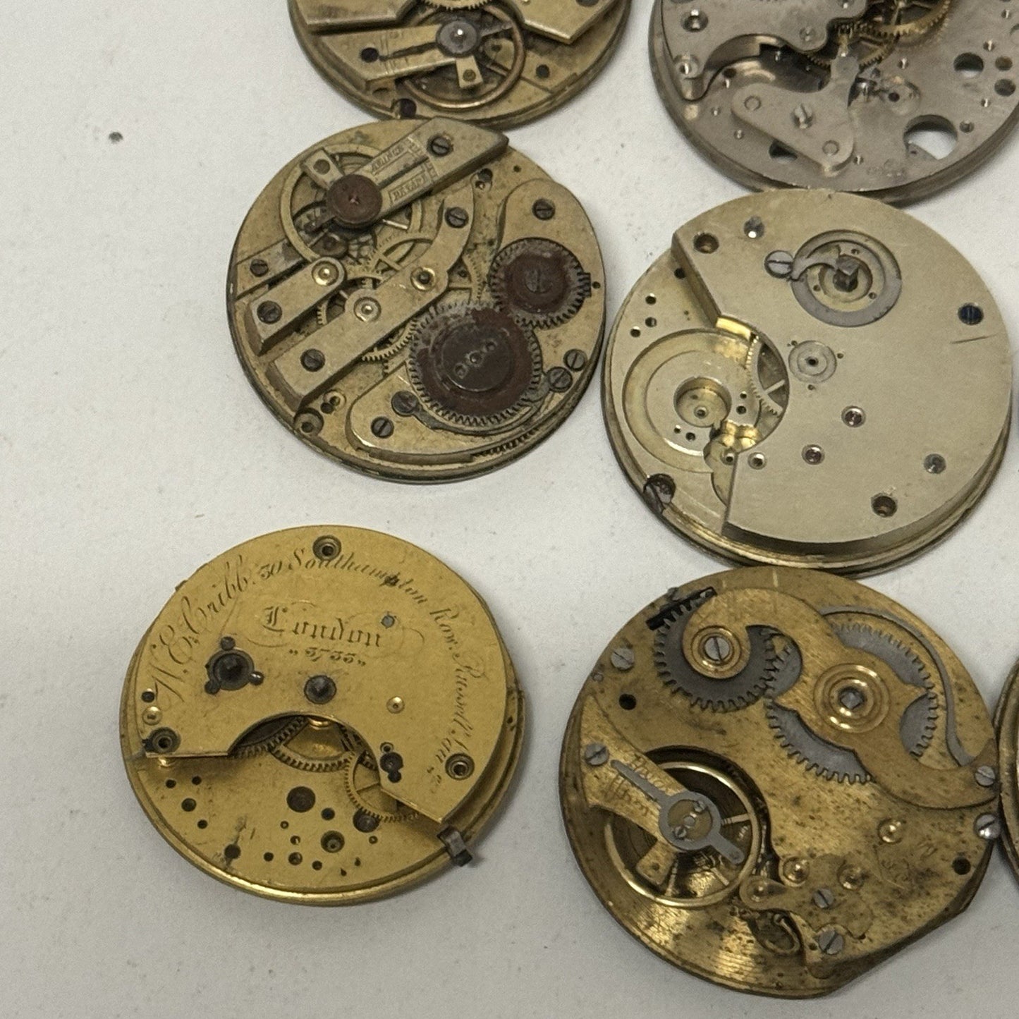9 x Antique Mixed Pocket Watch Movements Bundle Job Lot Spares Repairs Parts