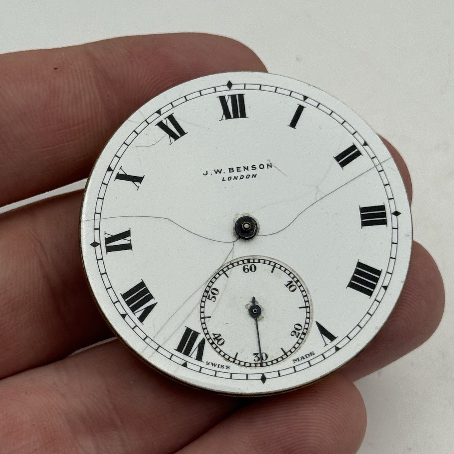 43.1mm J W Benson Ref 939a Manual Wind Swiss Pocket Watch Movement PARTS REPAIR