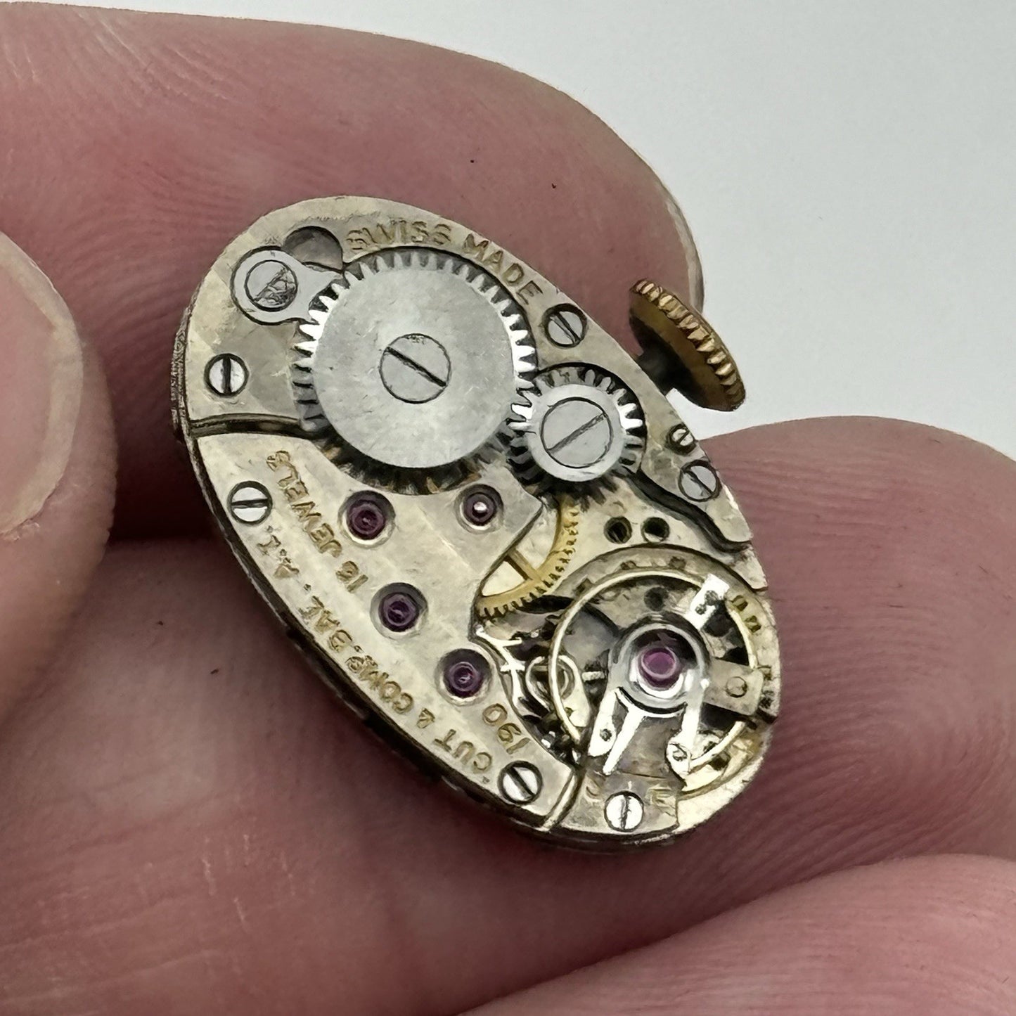 12.8mm Cut & Comb Bal A.I 190 Manual Wind Blue Indices Watch Movement FOR PARTS