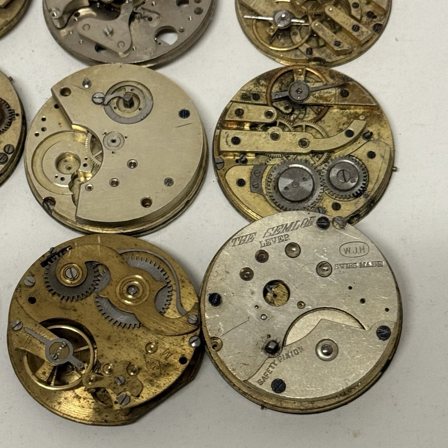 9 x Antique Mixed Pocket Watch Movements Bundle Job Lot Spares Repairs Parts