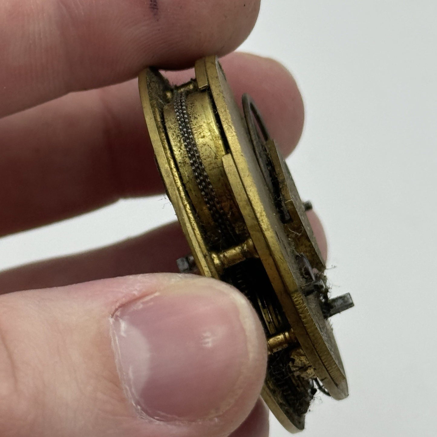 46.3mm Antique Fusee Pocket Watch Movement - Chain Present PARTS REPAIR SPARES