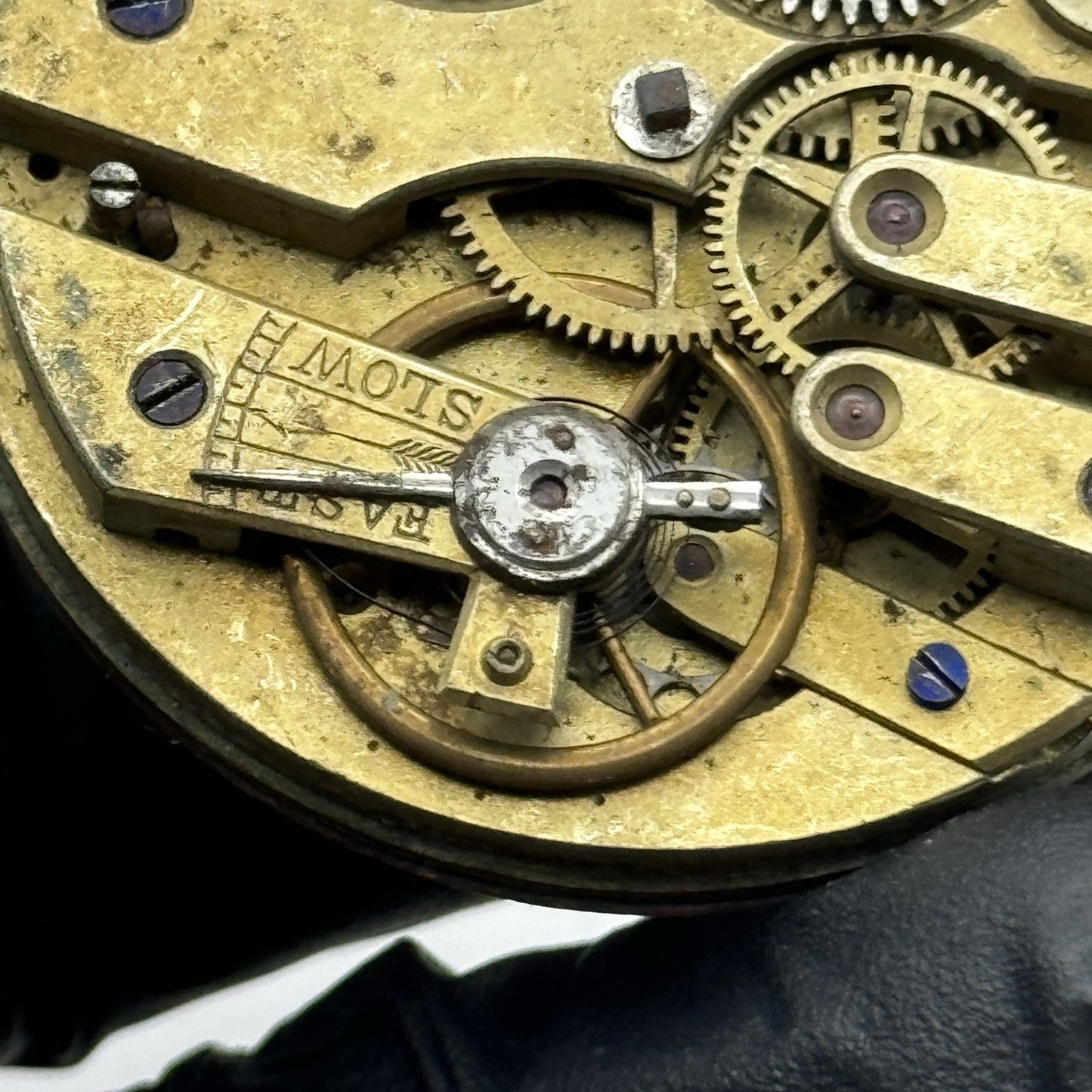 43.1mm Interesting Antique Pocket Watch Movement - Porcelain Dial PARTS REPAIR
