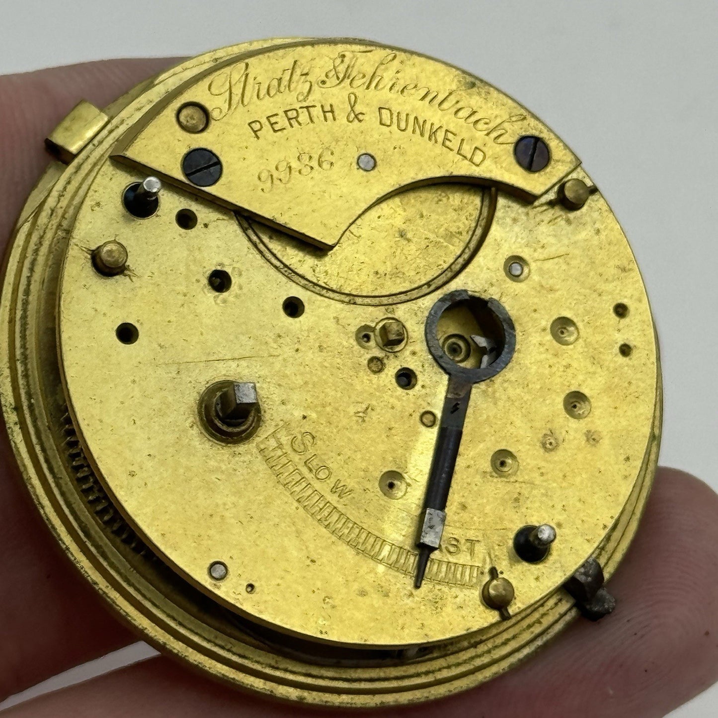 44.9mm Antique Perth & Dunkeld Fusee Pocket Watch Movement - Chain Missing PARTS