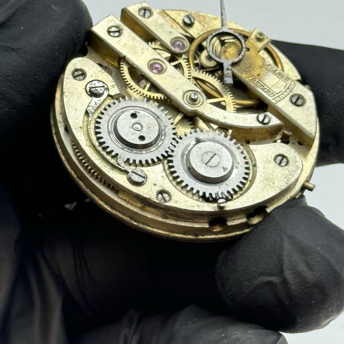 40.5mm Antique Top Wind Pocket Watch Movement - Porcelain Dial PARTS REPAIR