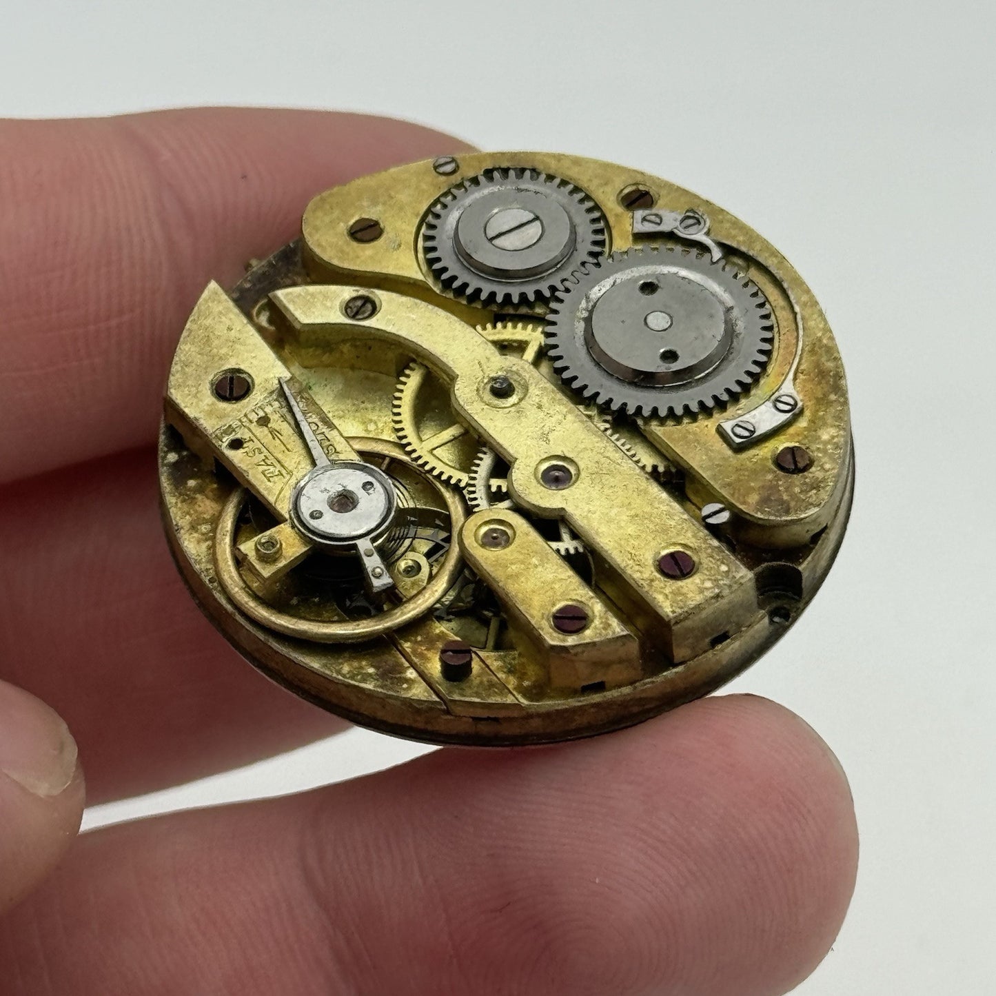 35.5mm Antique Beautiful Porcelain Dial Pocket Watch Movement - PARTS REPAIR