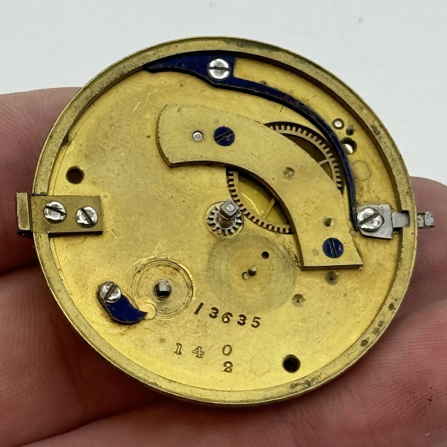 43mm Antique Fusee Pocket Watch Movement - Chain Missing PARTS REPAIR SPARES