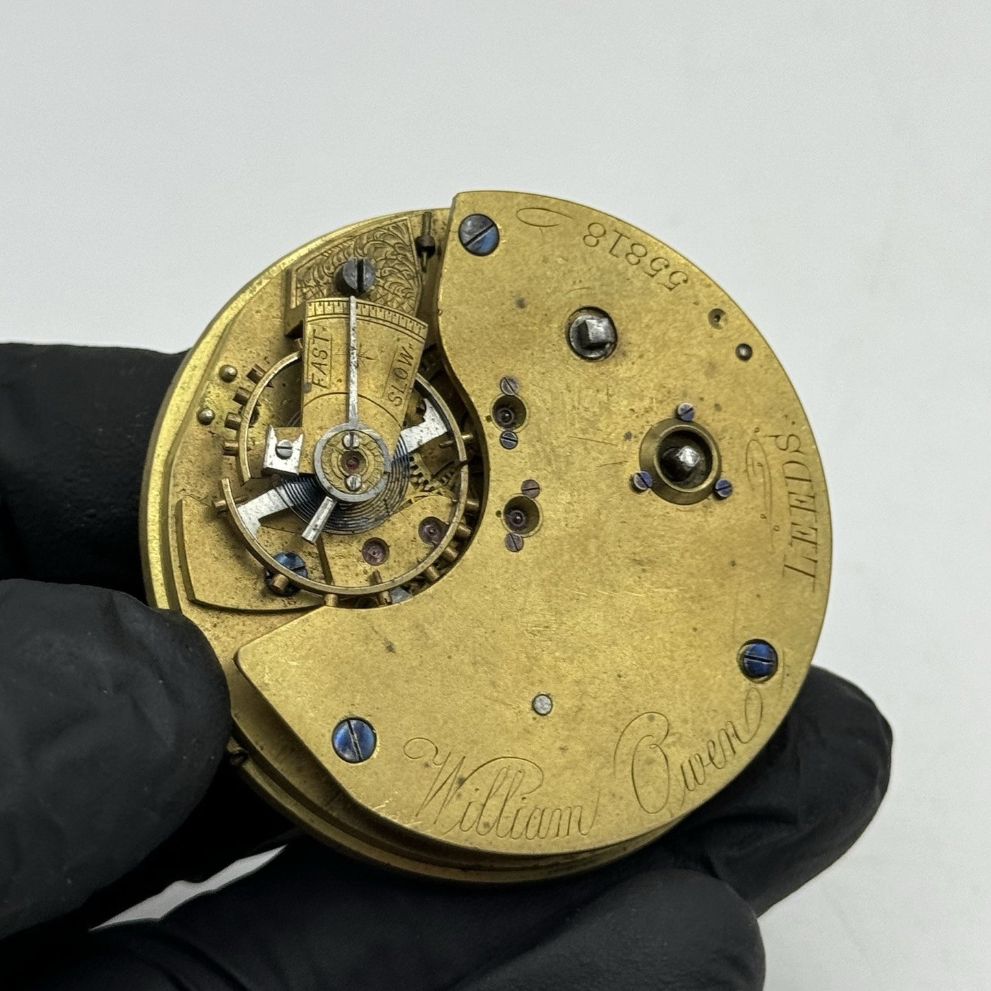 49mm William Owen Leeds Centre Seconds Chronograph Pocket Watch Movement - PARTS