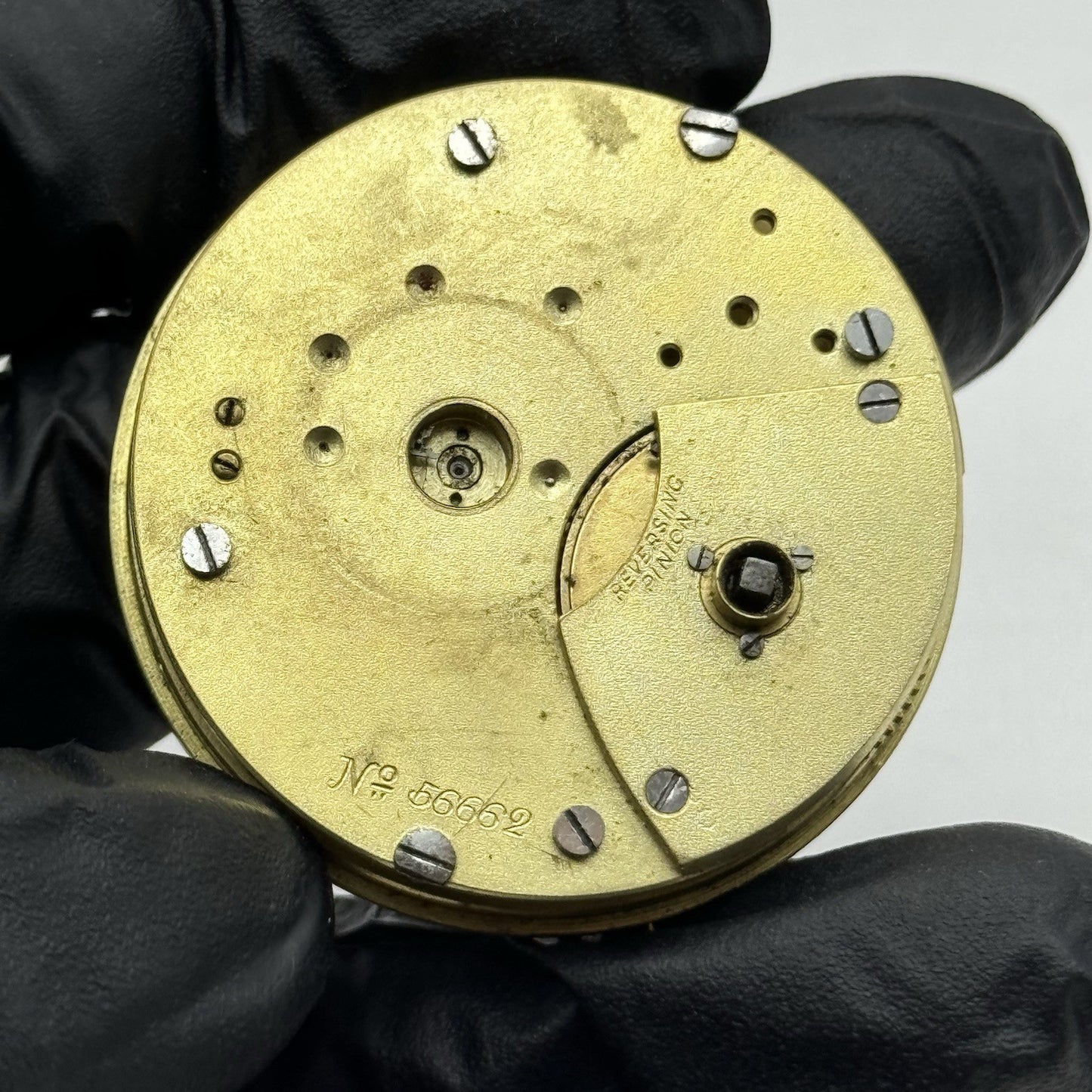 42.9mm Antique English Reversing Pinion Key Wound Pocket Watch Movement - PARTS
