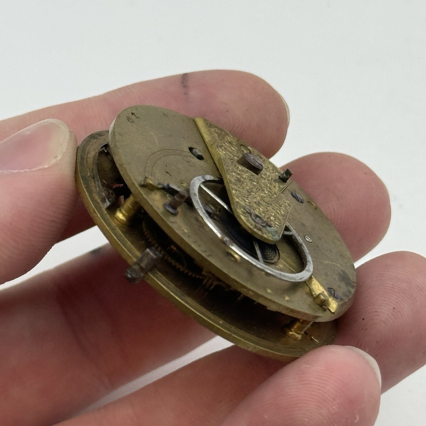 43mm Antique Fusee Pocket Watch Movement - Chain Missing PARTS REPAIR SPARES