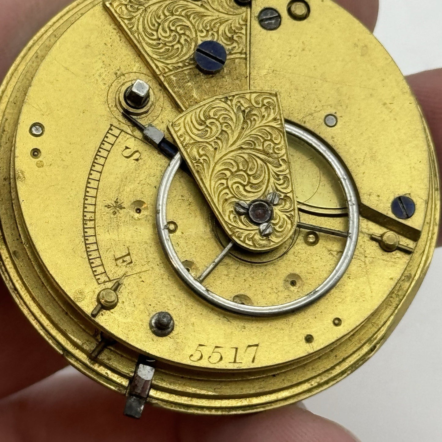 45.3mm Antique Fusee Pocket Watch Movement - Chain Missing PARTS REPAIR SPARES