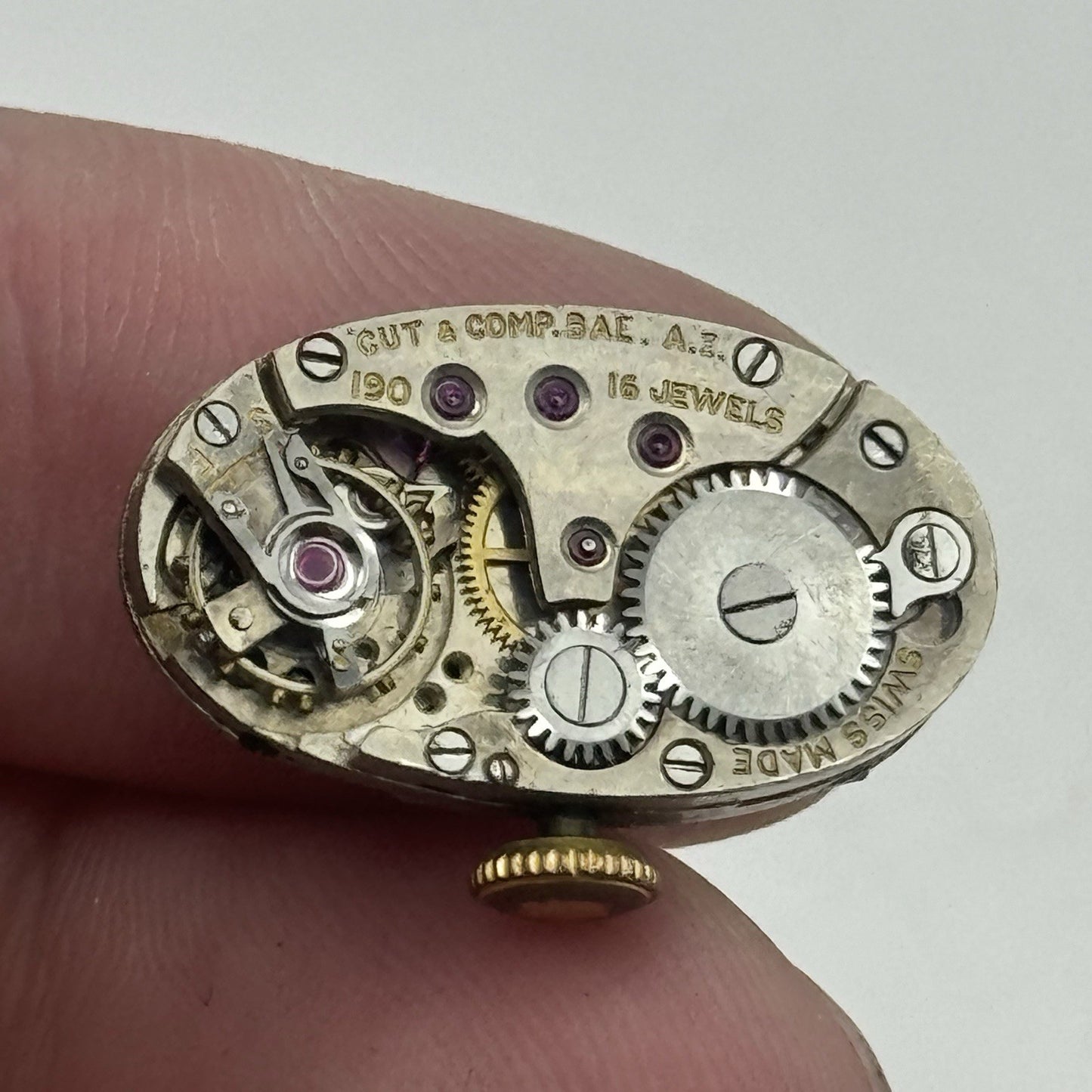 12.8mm Cut & Comb Bal A.I 190 Manual Wind Blue Indices Watch Movement FOR PARTS