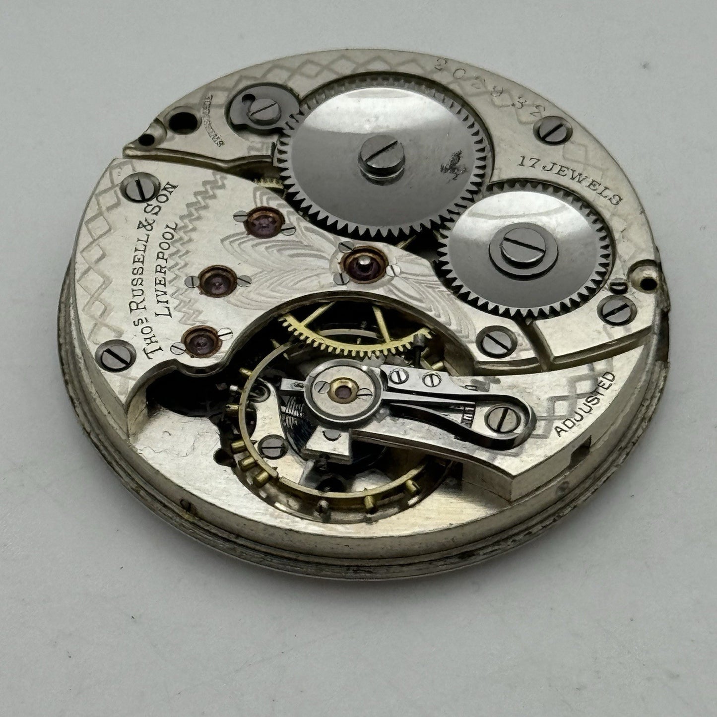 40.9mm High Grade Thomas Russell & Son Open Face Pocket Watch Movement PARTS