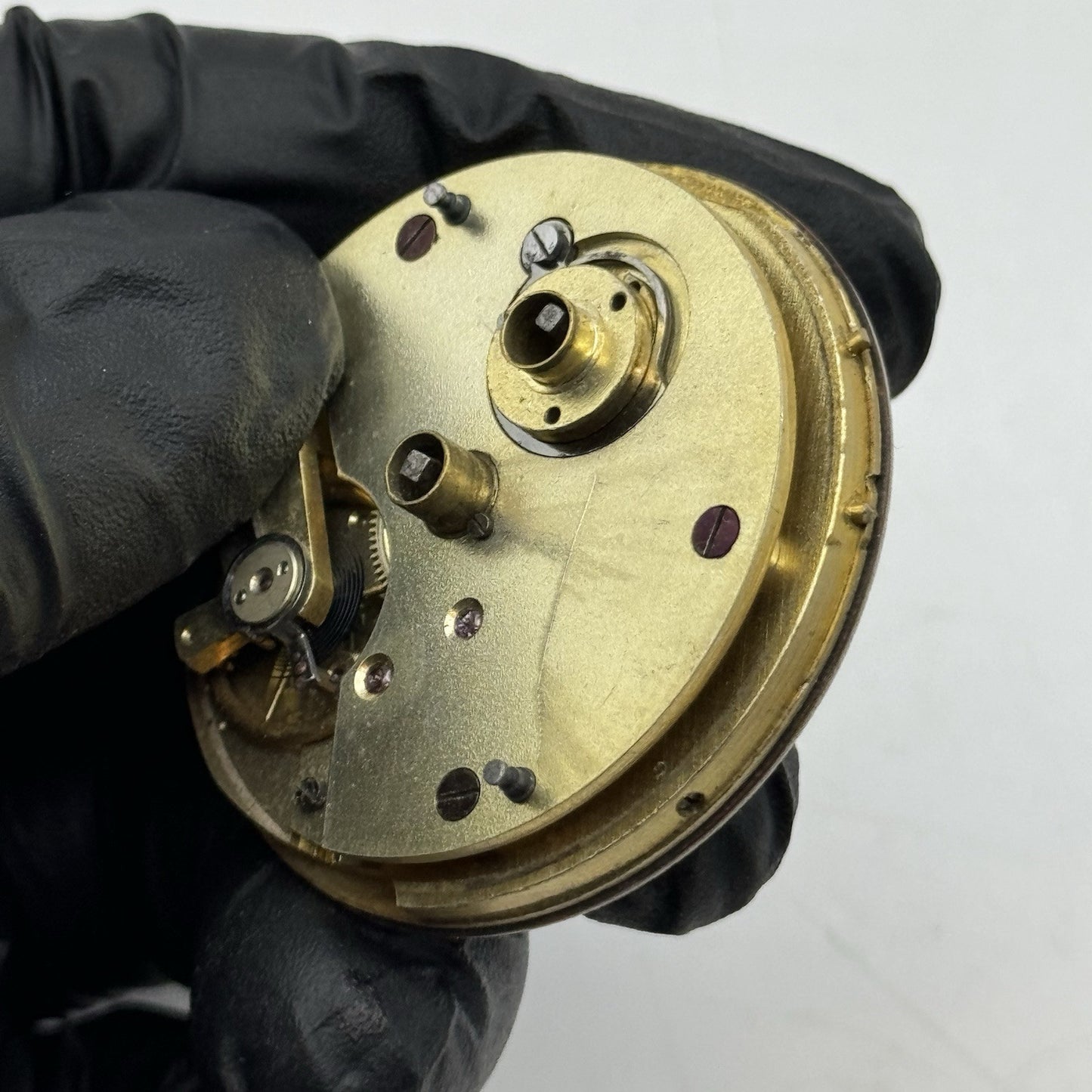 43.7mm Antique Key Wound Pocket Watch Movement - Porcelain Dial PARTS REPAIR