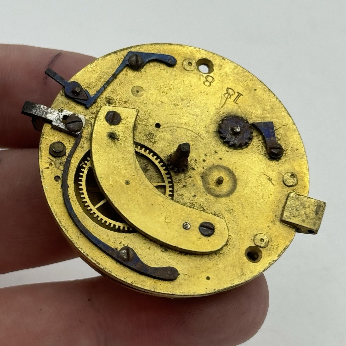 43.5mm Antique Fusee Pocket Watch Movement - Chain Present PARTS REPAIR SPARES