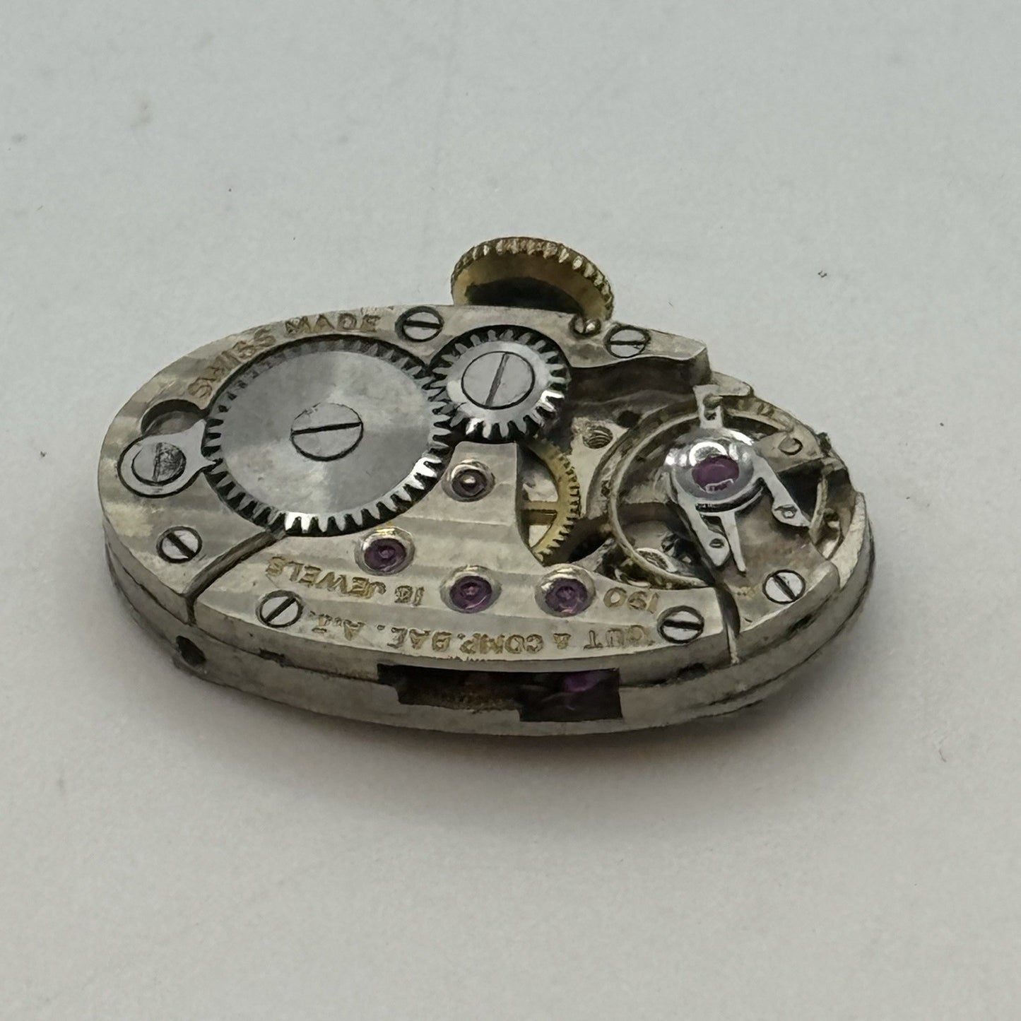 12.8mm Cut & Comb Bal A.I 190 Manual Wind Blue Indices Watch Movement FOR PARTS