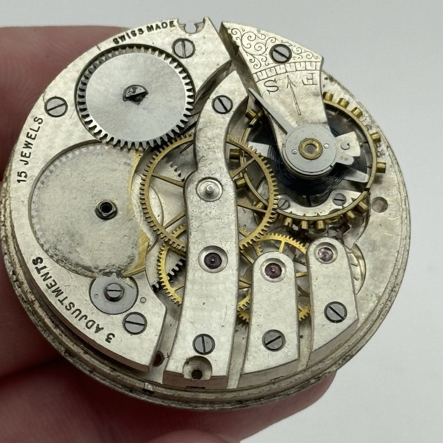 43mm Cyma Tavannes Ref 919 Vintage Swiss Pocket Watch Movement For PARTS REPAIR
