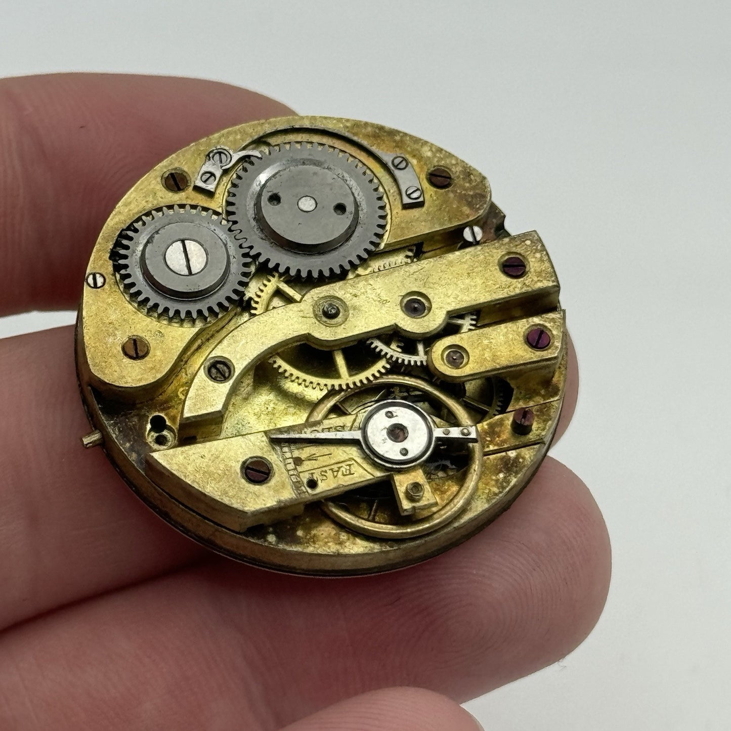 35.5mm Antique Beautiful Porcelain Dial Pocket Watch Movement - PARTS REPAIR