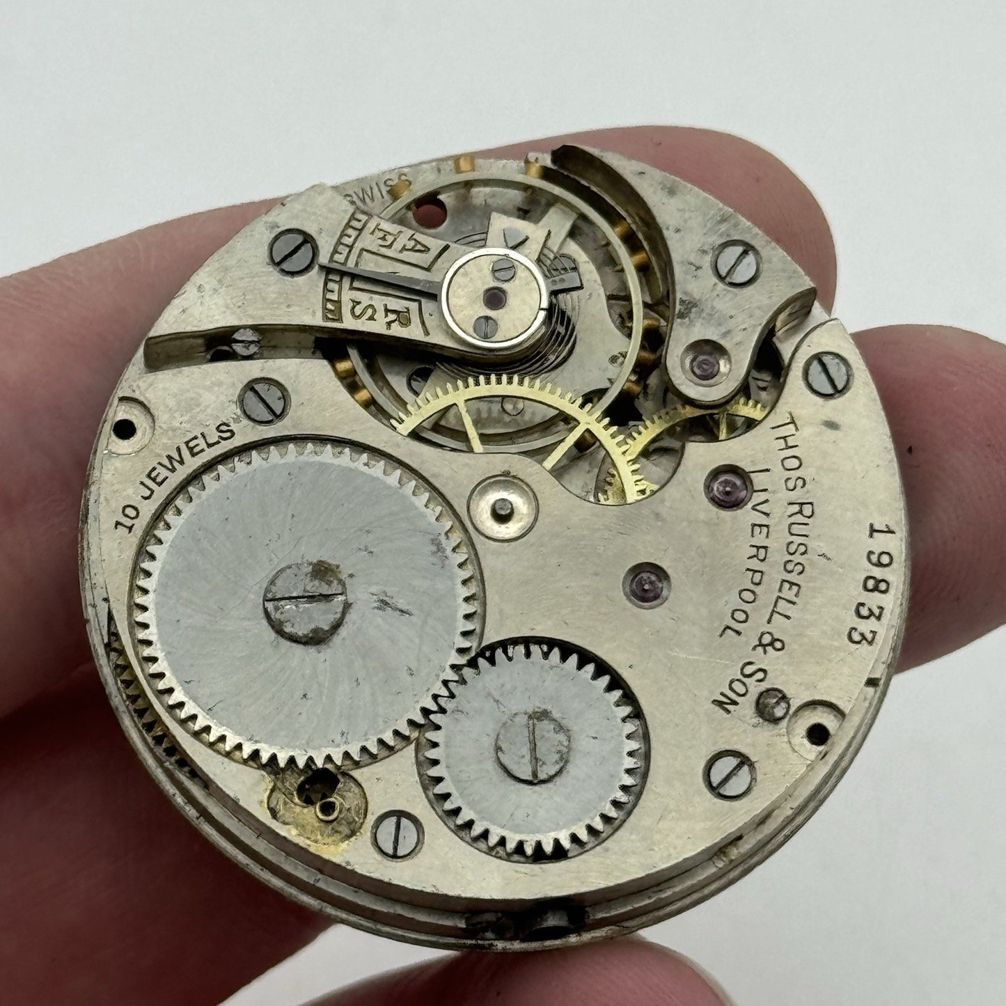 43mm Thomas Russell & Son Liverpool Good Balance Pocket Watch Movement PARTS