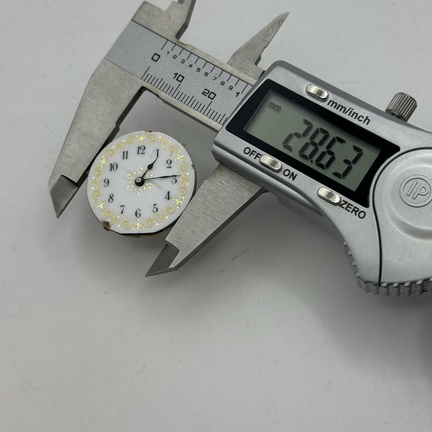28.6mm Antique Waltman Beautiful Porcelain Dial Pocket Watch Movement - PARTS