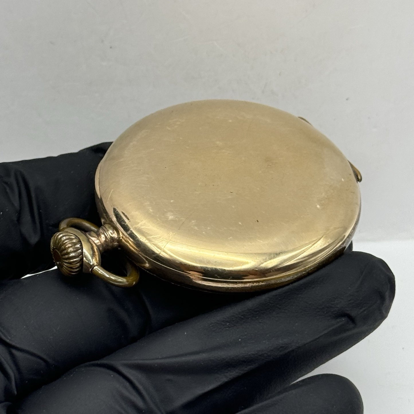 49mm WORKING Vintage Gold Filled Sub Seconds Open Face Pocket Watch & Box