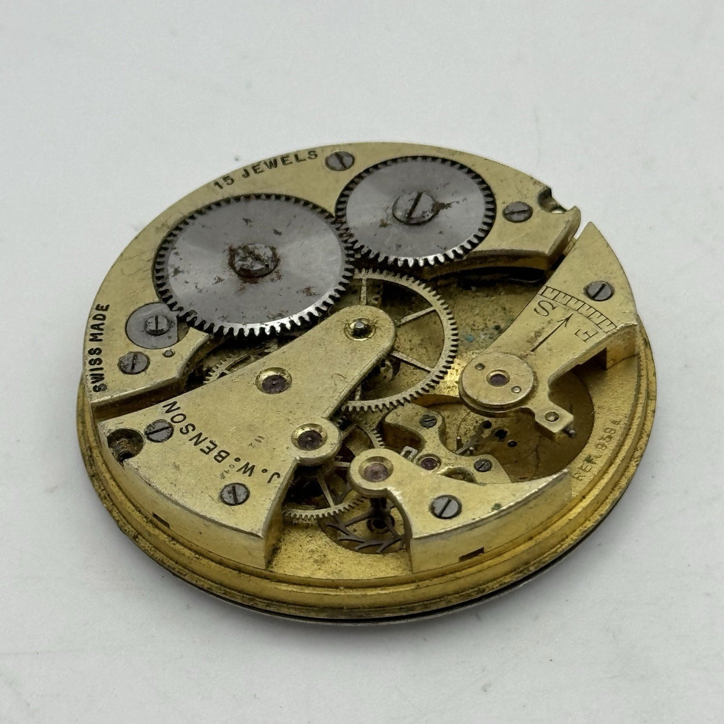 43.1mm J W Benson Ref 939a Manual Wind Swiss Pocket Watch Movement PARTS REPAIR