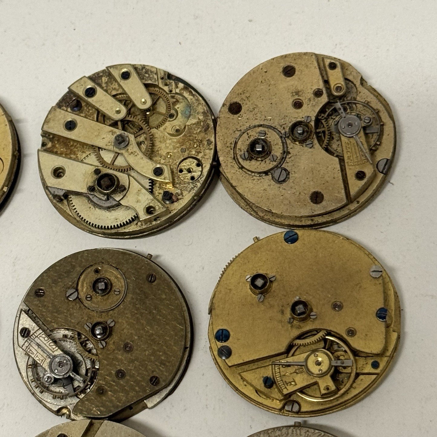 9 x Antique Mixed Pocket Watch Movements Bundle Job Lot Spares Repairs Parts