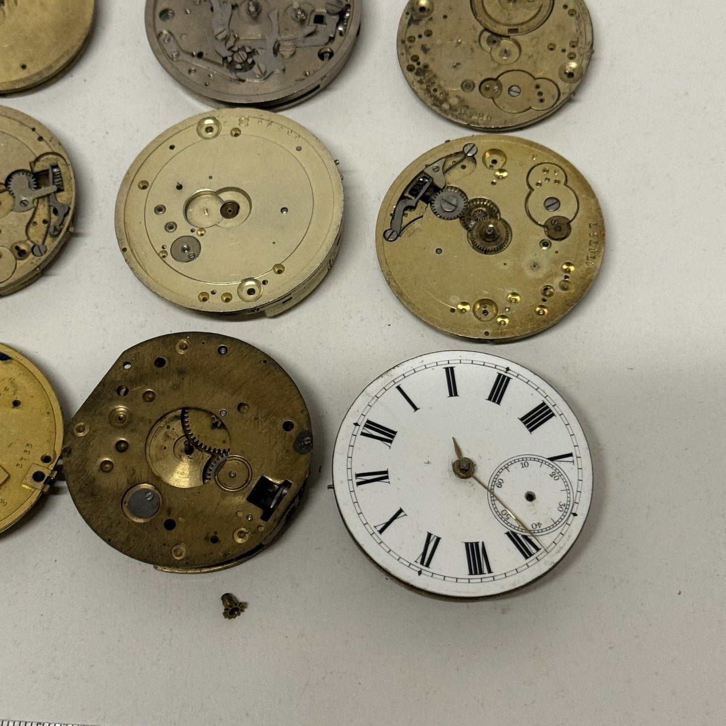9 x Antique Mixed Pocket Watch Movements Bundle Job Lot Spares Repairs Parts