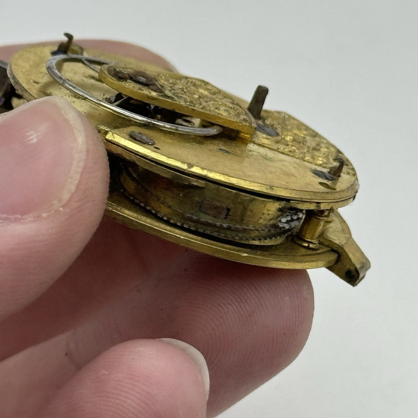 43.5mm Antique Fusee Pocket Watch Movement - Chain Present PARTS REPAIR SPARES