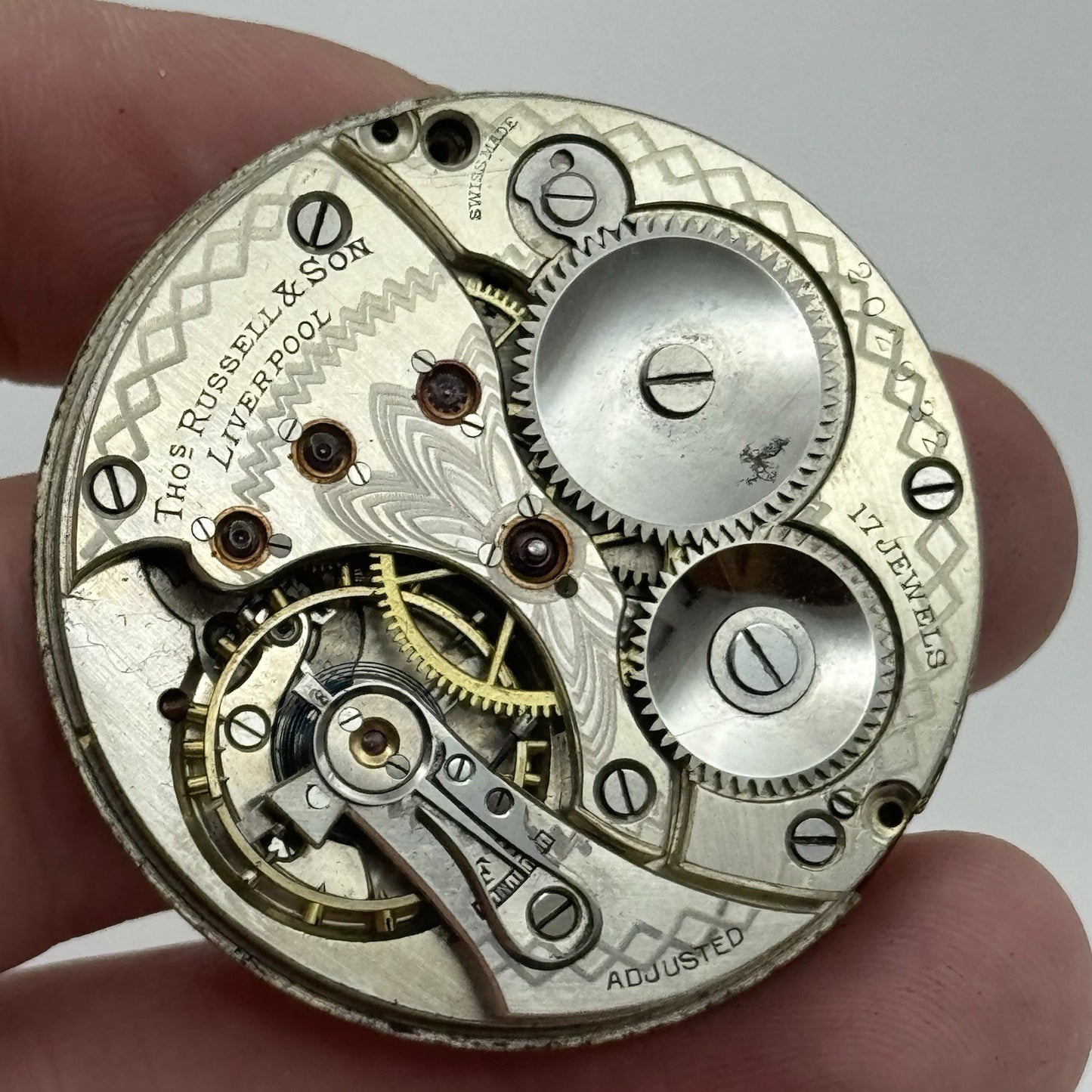 40.9mm High Grade Thomas Russell & Son Open Face Pocket Watch Movement PARTS